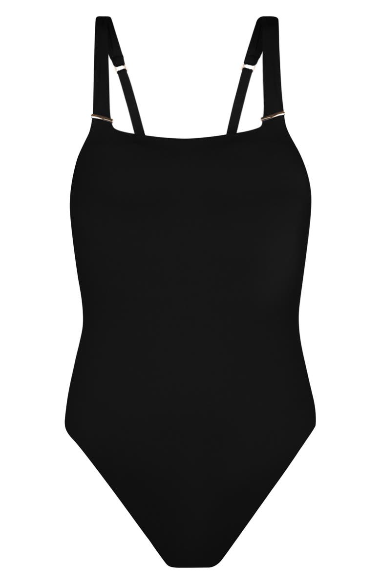 La Blanca Luxe Square Neck One-Piece Swimsuit, Alternate, color, Black