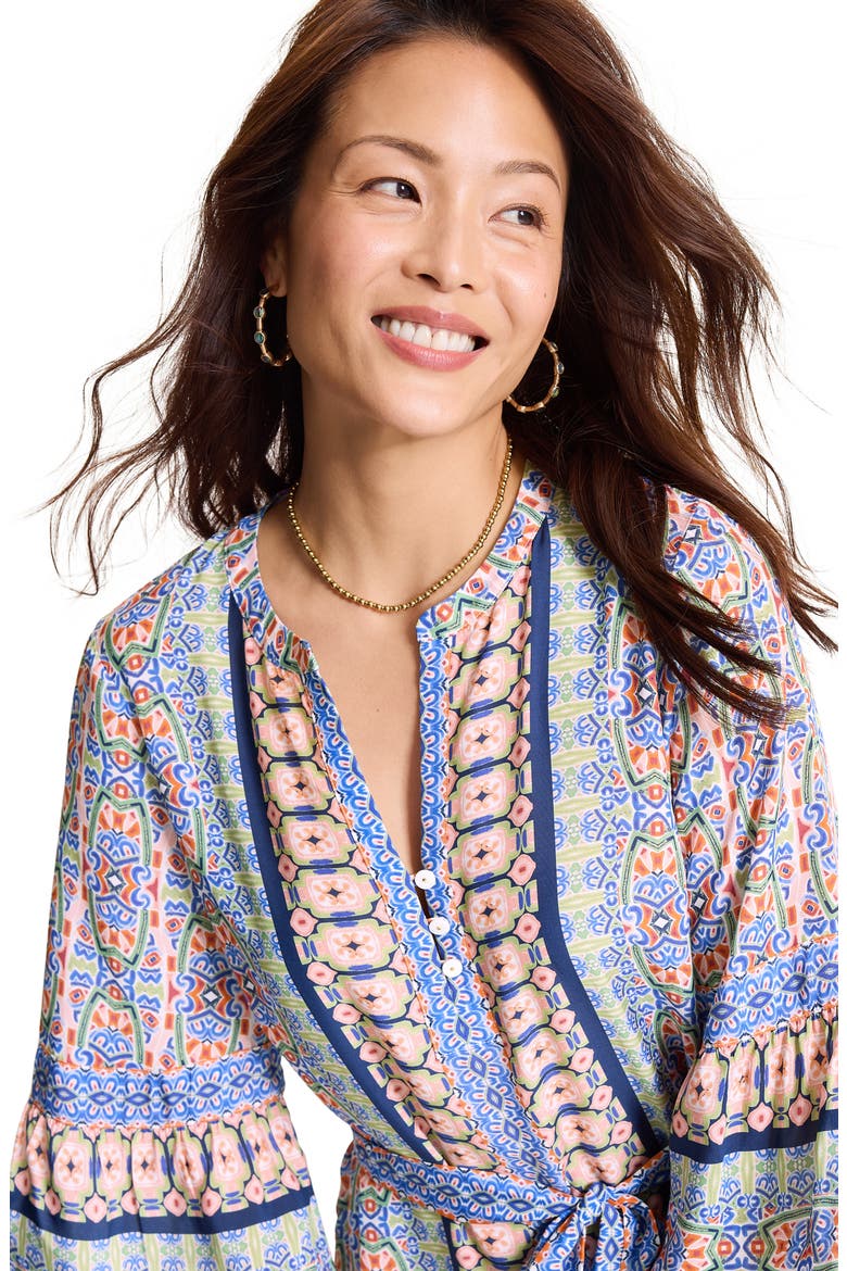 Mosaic Cove Mixed Print Dress, Alternate, color, PEACH BLOSSOM