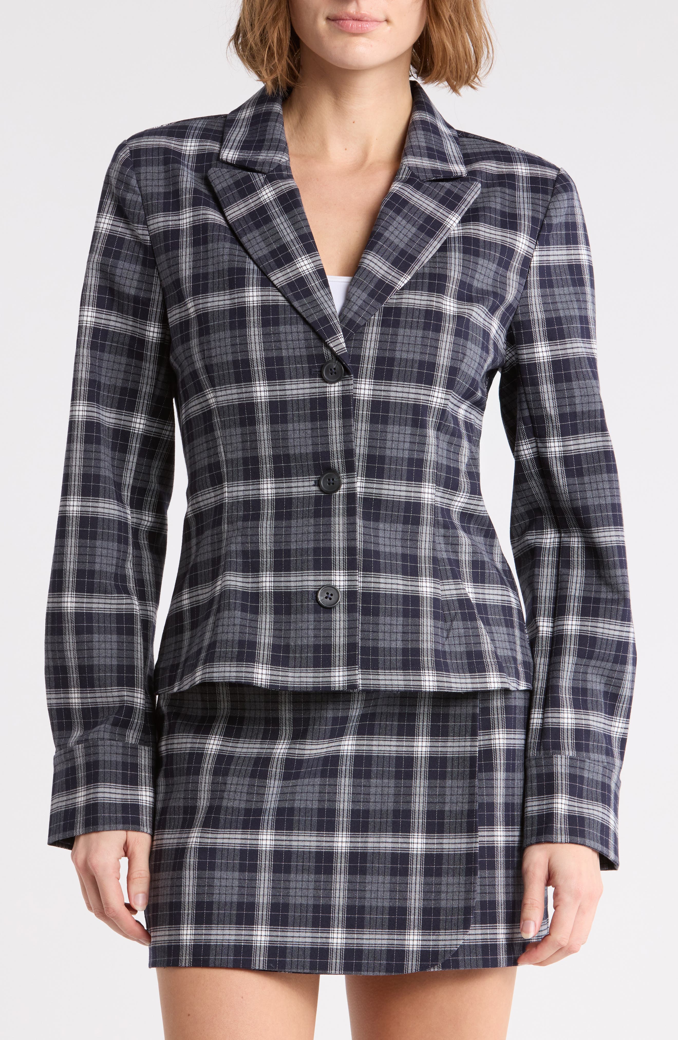 Plaid Fitted Blazer
