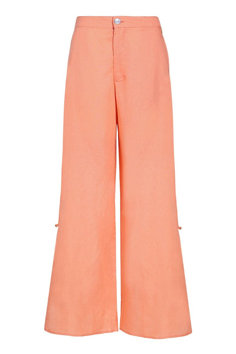 Sunset Bazaar Zenda Linen Pant With Gems, Alternate, color, Pastel Orange Tangerine