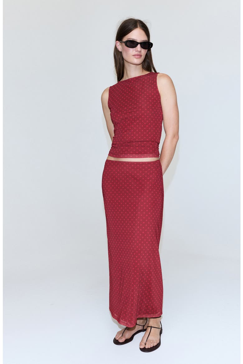 Polka Dot Tulle Top, Alternate, color, RED