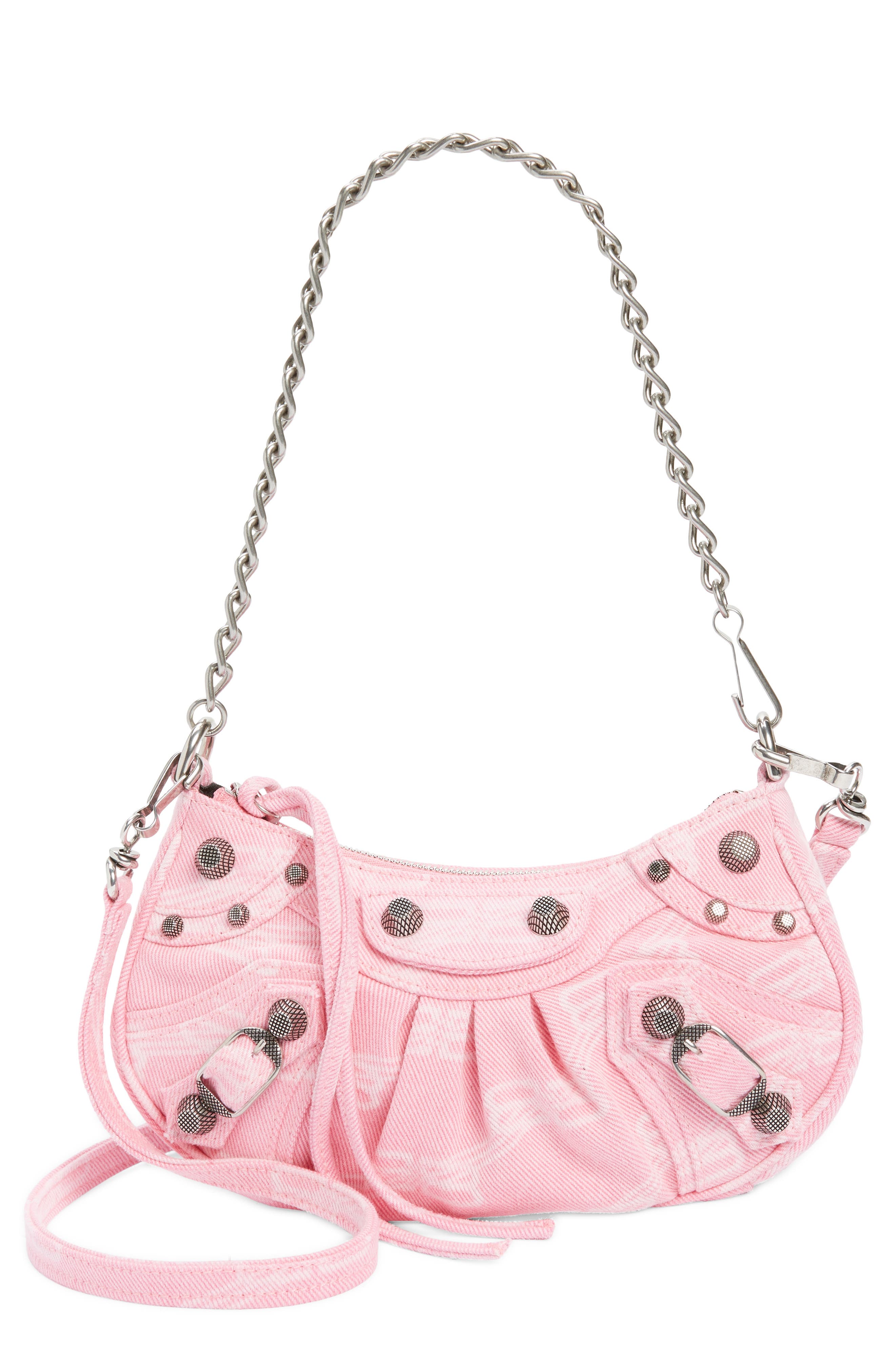 Balenciaga Mini Le Cagole Denim Logo Crossbody Bag, Main, color, 