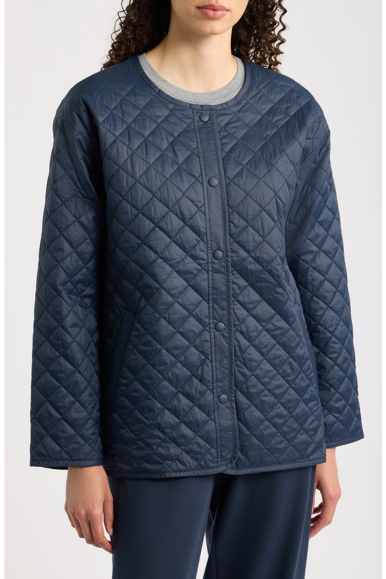 Round Neck Quilted Short Coat, Alternate, color, MARITIME