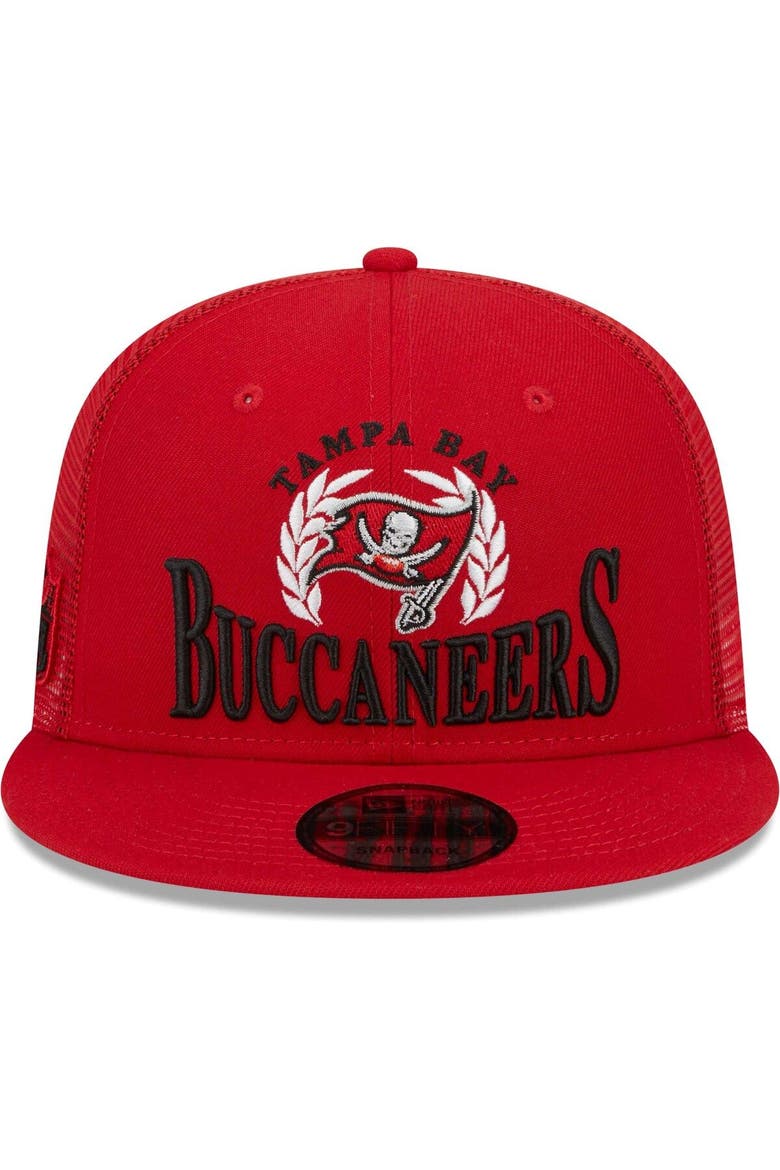 Men's New Era Red Tampa Bay Buccaneers Collegiate Trucker 9FIFTY Snapback Hat, Alternate, color, Red
