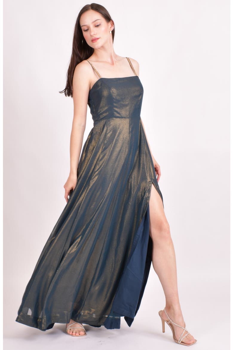 Adair Shimmer Saree Gown, Alternate, color, Green