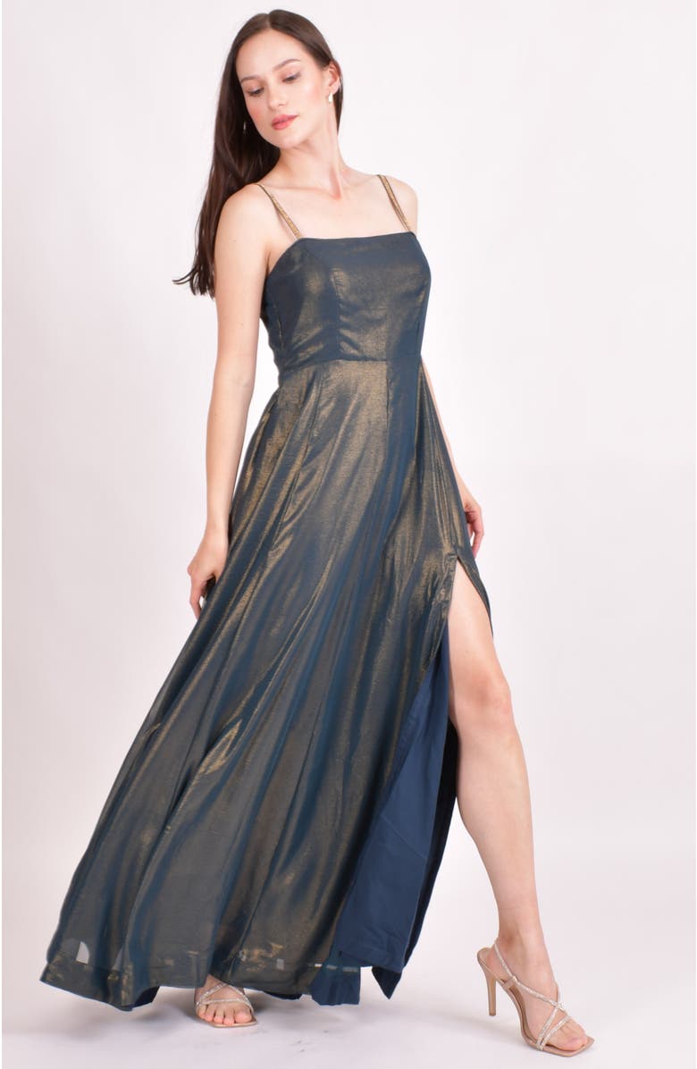 RAAS Adair Shimmer Saree Gown, Alternate, color, Green