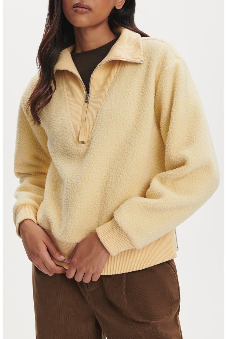 Jaylin High Pile Fleece Half-Zip Pullover, Main, color, REED YELLOW