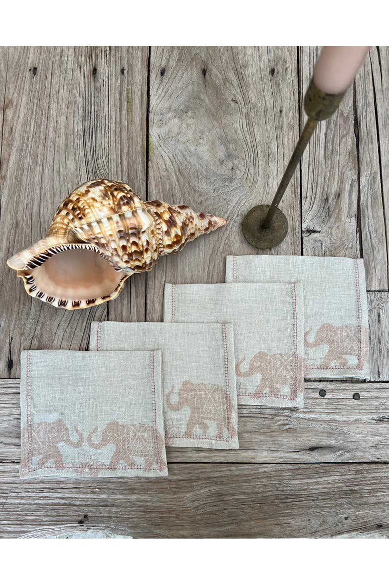 Garden Elephant Cocktail Napkins, Alternate, color, Seashell Gray