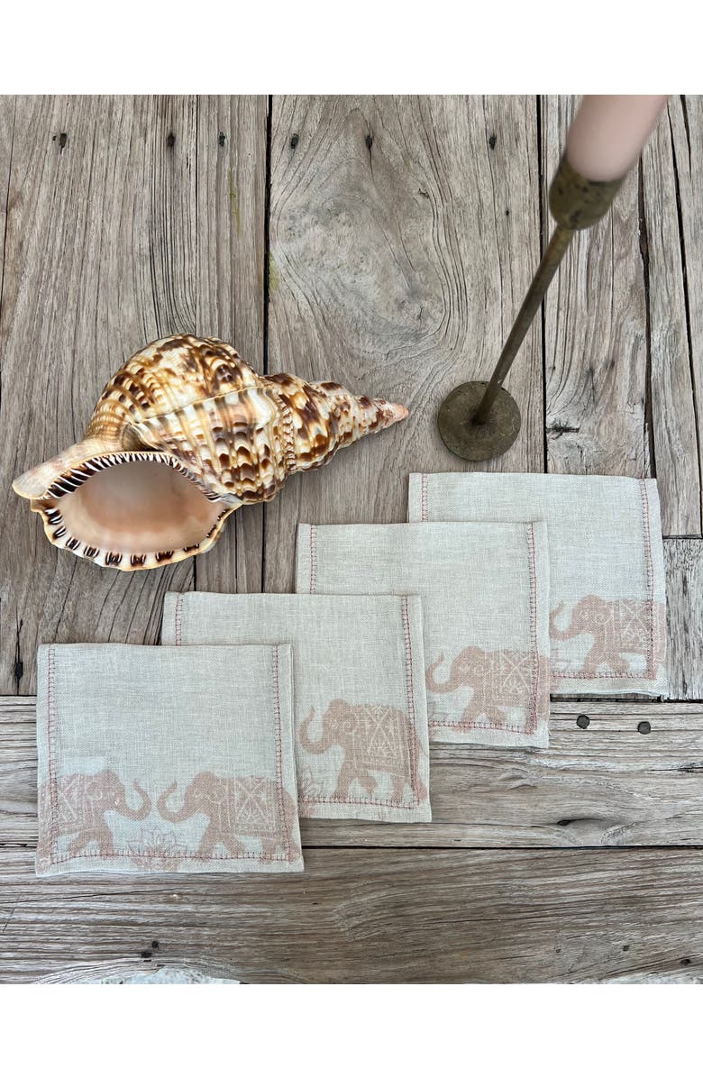 MAJKA Garden Elephant Cocktail Napkins, Alternate, color, Seashell Gray