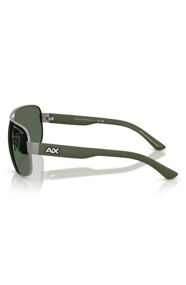Armani Exchange 62mm Aviator Sunglasses, Alternate, color, Matte Gunmetal / Dark Green