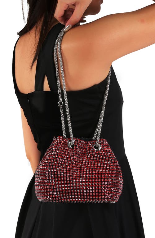 Berness Rhinestone Bucket Bag In Red