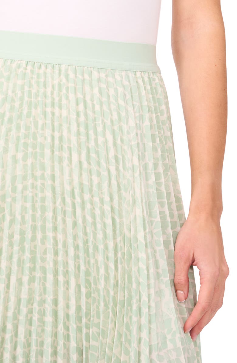 Halogen<sup>®</sup> Geo Print Pleated Slit Hem Midi Skirt, Alternate, color, Mint Creme