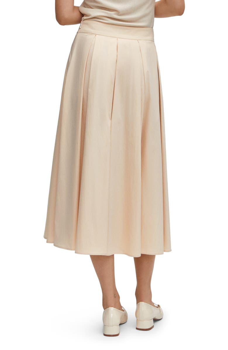 MANGO Pleated Stretch Cotton Blend Midi Skirt, Alternate, color,