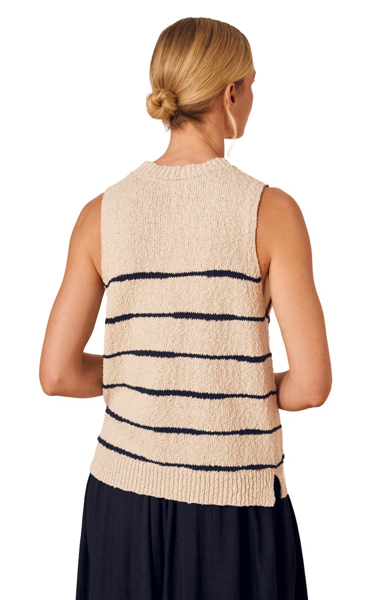 Celtic & Co. Drop Stitch Knitted Vest Top, Alternate, color, Ecru / Navy