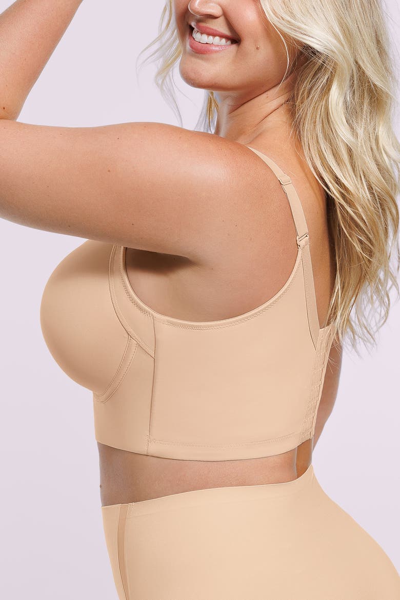 Underwire Push-Up Longline Back Smoothing T-Shirt Bra, Alternate, color, Beige