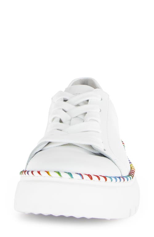 Gabor Rainbow Whipstitch Sneaker In White