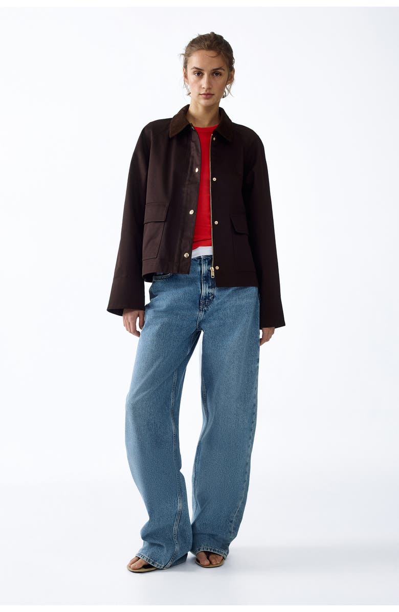 H&M Corduroy-collar Jacket, Alternate, color, Dark Brown