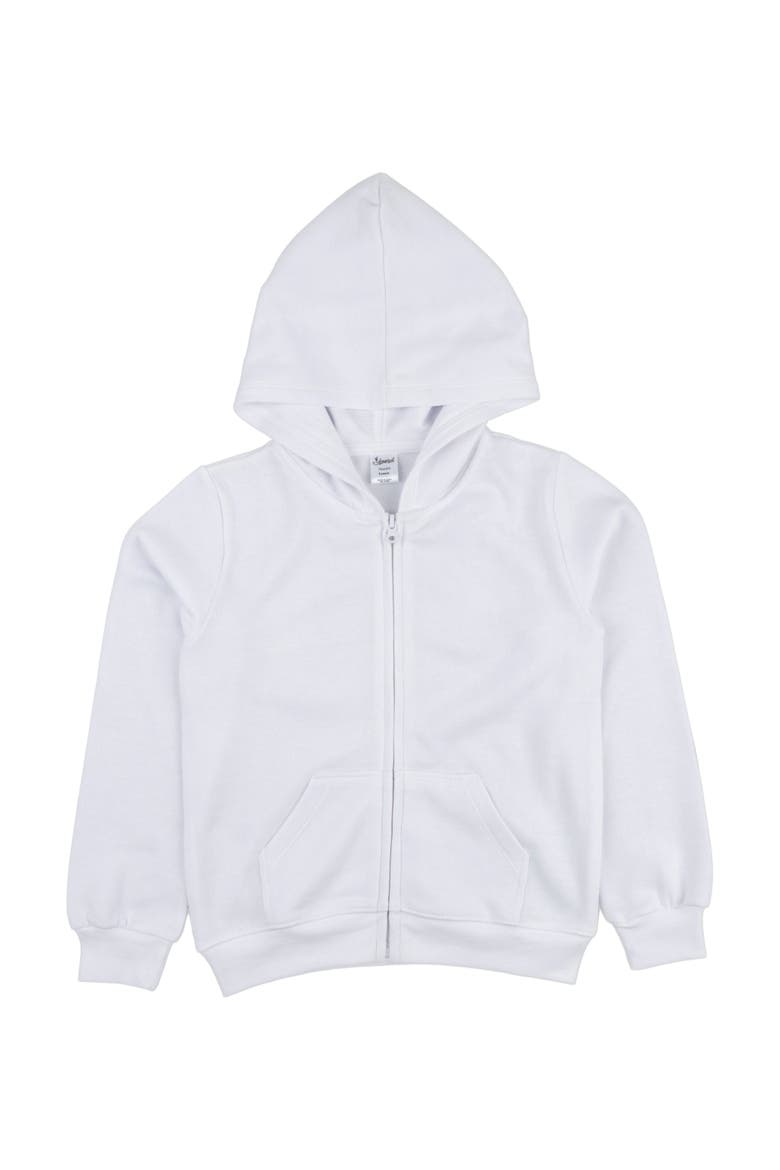 Kids Zip-Up Sweatshirt Hoodie, Cotton Blend, Solid Colors, Alternate, color, WHITE