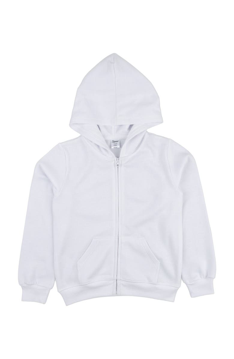 Leveret Kids Zip-Up Sweatshirt Hoodie, Cotton Blend, Solid Colors, Alternate, color, White