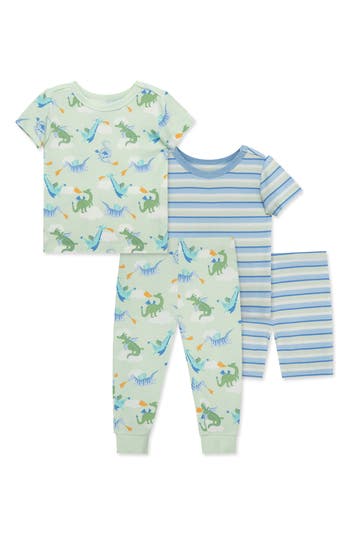 Shop Little Me 4-piece Pajamas Set In Green/blue Multi