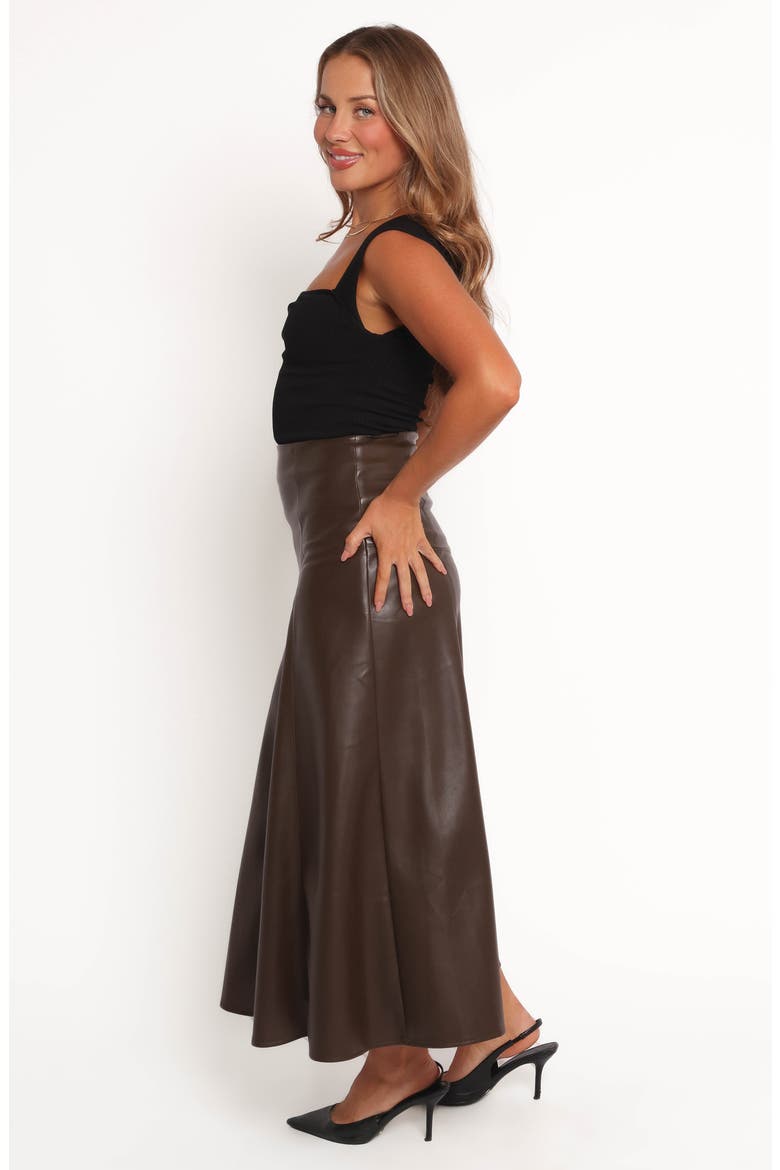 Haelee Faux Leather Maxi Skirt, Alternate, color, BROWN