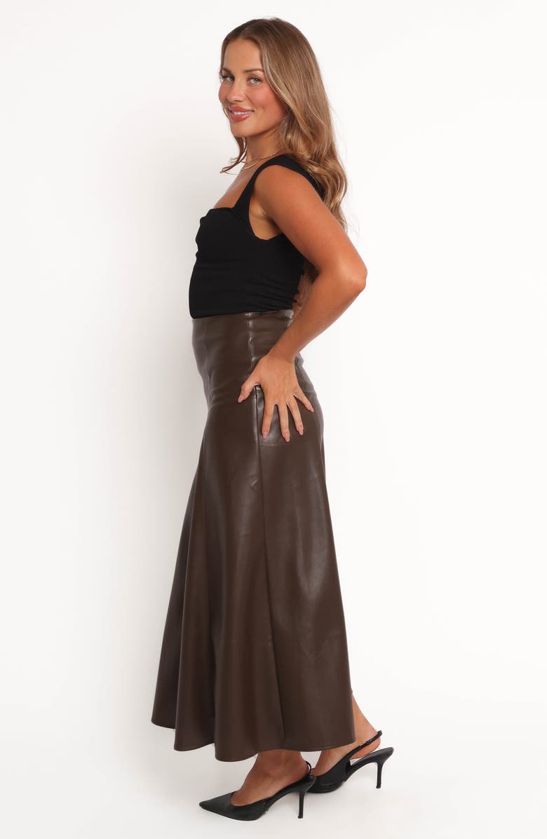 Petal & Pup Haelee Faux Leather Maxi Skirt, Alternate, color, Brown