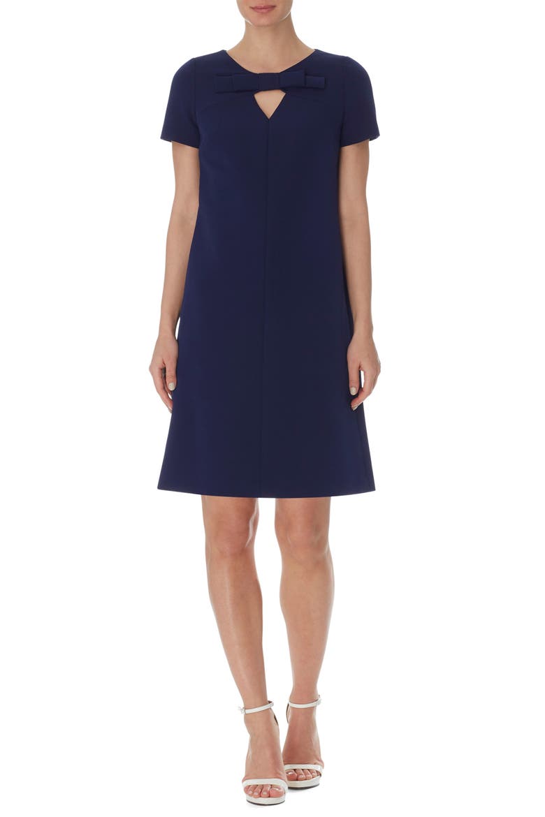 Keyhole Bow Front Shift Dress, Main, color, ANNE NAVY
