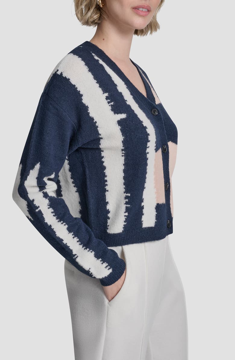 DKNY Crop Colorblock Cardigan, Alternate, color, Hudson Lights
