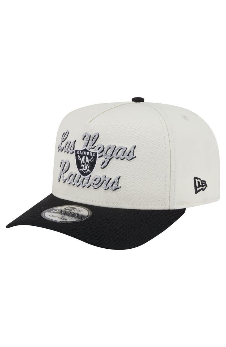 New Era Men's New Era Cream/Black Las Vegas Raiders Chainstitch A-Frame 9FIFTY Adjustable Hat, Main, color, Cream