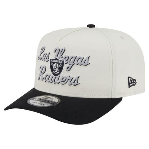 Men's New Era  Cream/Black Las Vegas Raiders Chainstitch A-Frame 9FIFTY Adjustable Hat