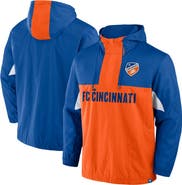 FANATICS Men's Fanatics Royal FC Cincinnati Free Kick Woven Quarter-Zip Hoodie Jacket