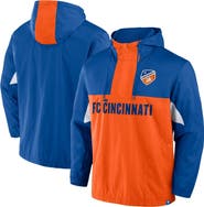 FANATICS Men's Fanatics Royal FC Cincinnati Free Kick Woven Quarter-Zip Hoodie Jacket
