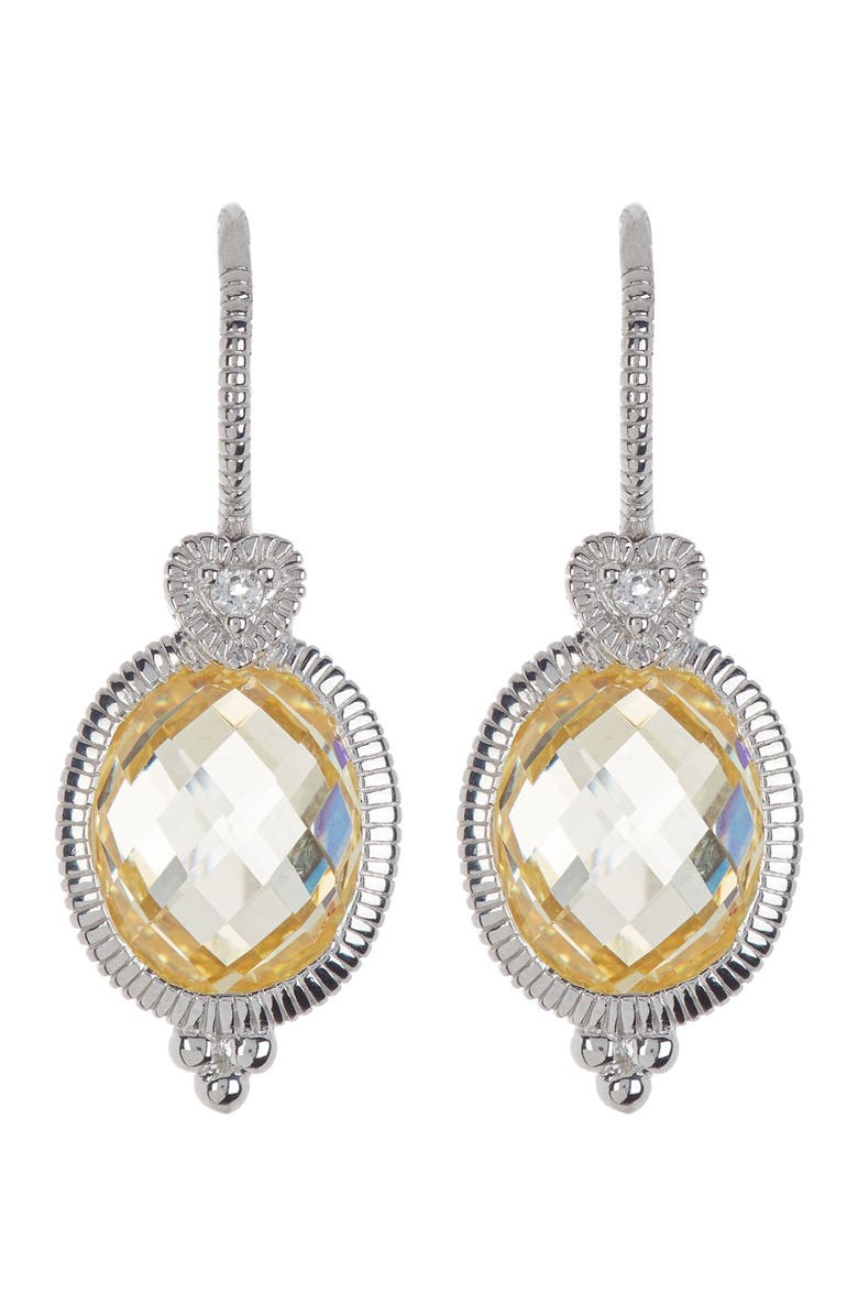 Judith Ripka Silver Oval CZ & White Topaz Drop Earrings, Main, color, 