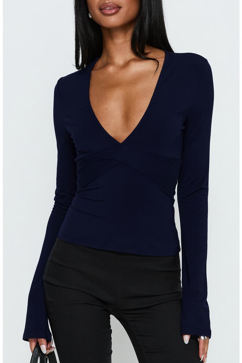 Madelon Wrap Long Sleeve Top, Main, color, NAVY