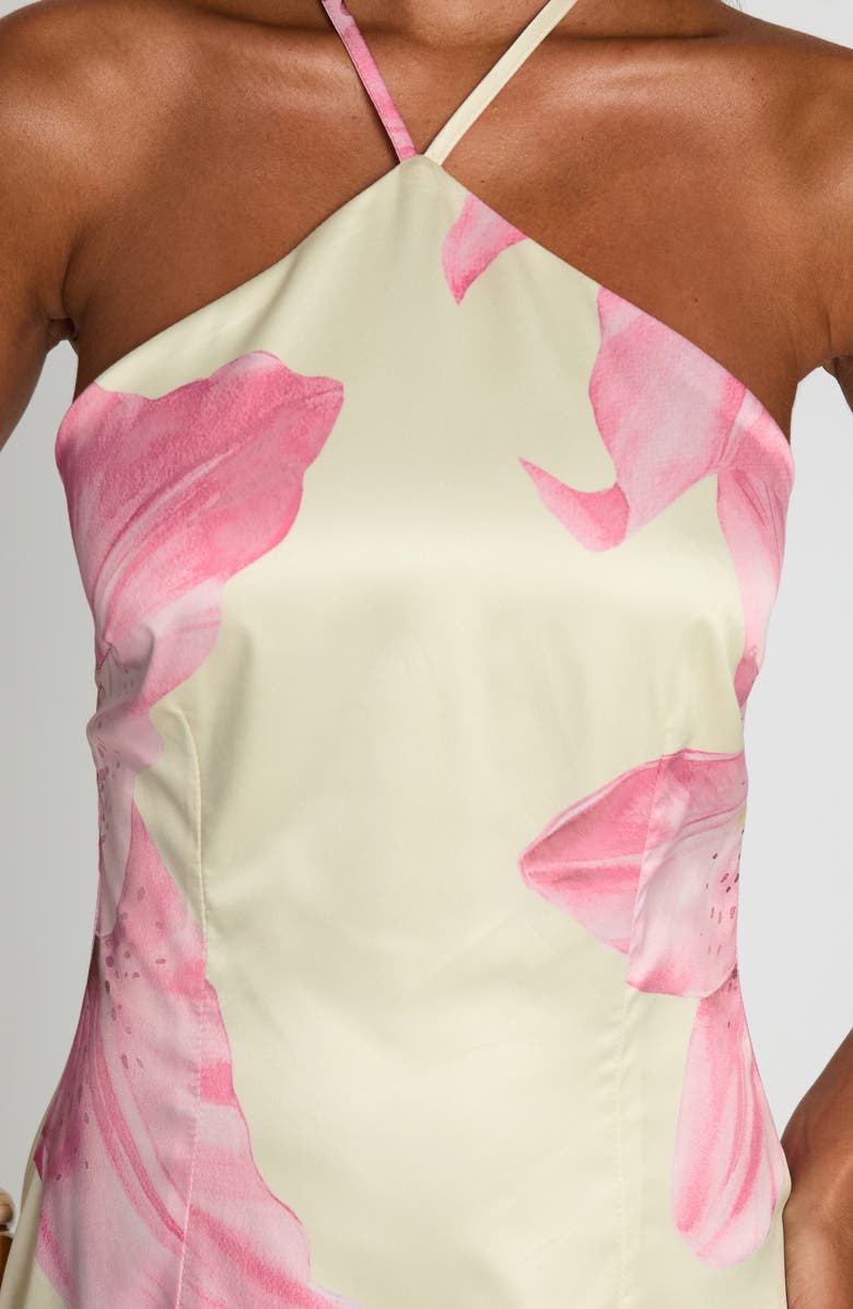 Princess Polly Gardens of Eden Halter Minidress, Alternate, color, Yellow/ Pink Multi