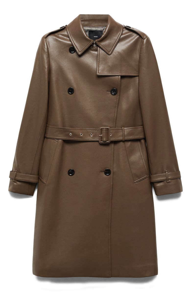 MANGO Faux Leather Trench Coat, Main, color, 