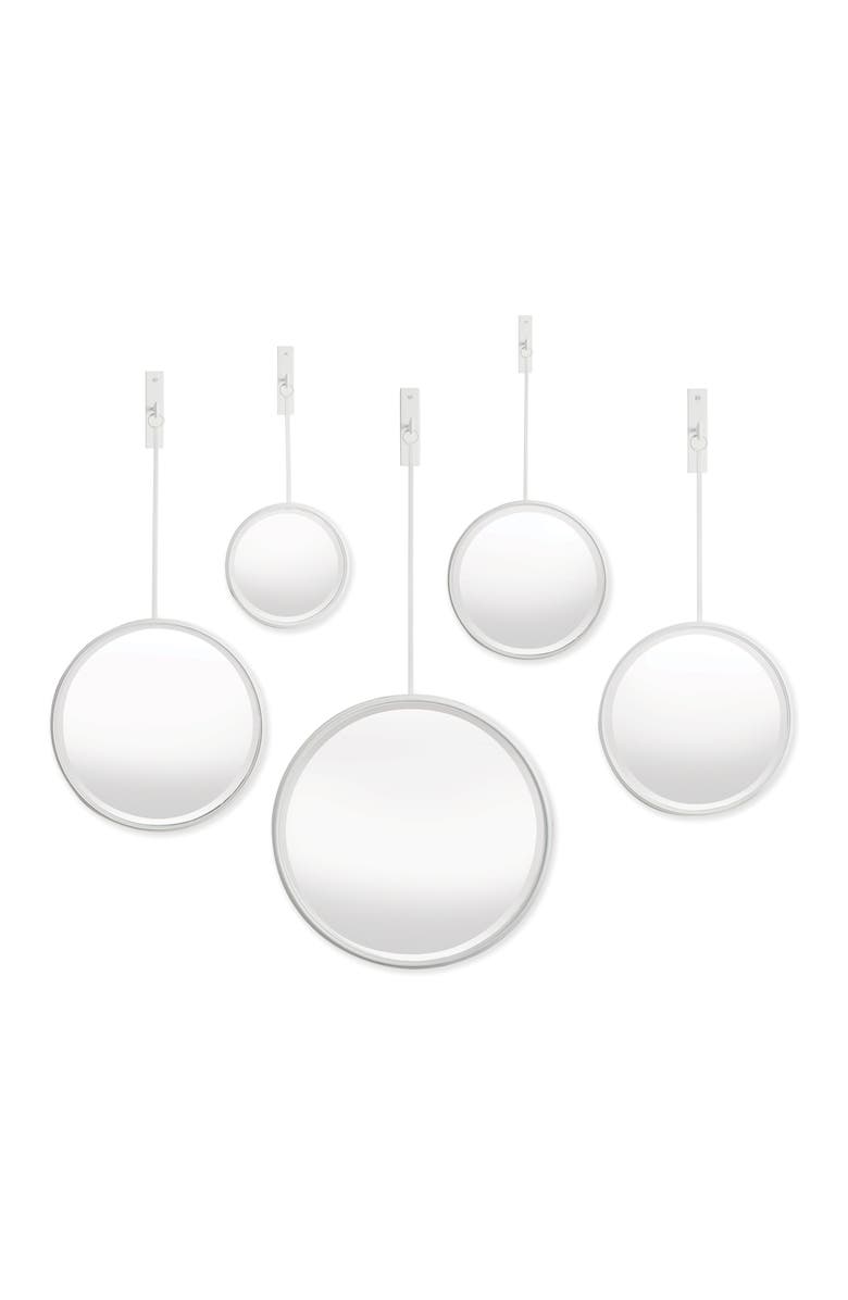 Napa Home & Garden Maison Noir Pendulum Mirrors Set of 5, Main, color, White