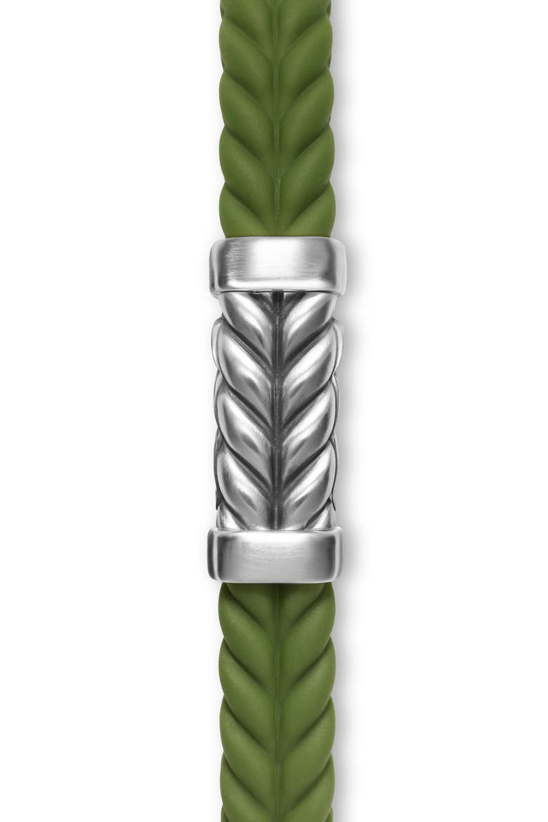 Men's Chevron Rubber Bracelet, Alternate, color, GREEN/STERLING SILVER
