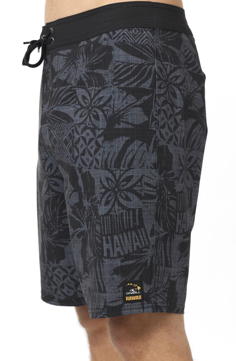 O'Neill Hyperfreak Heat Hawaii Board Shorts, Alternate, color, Graphite