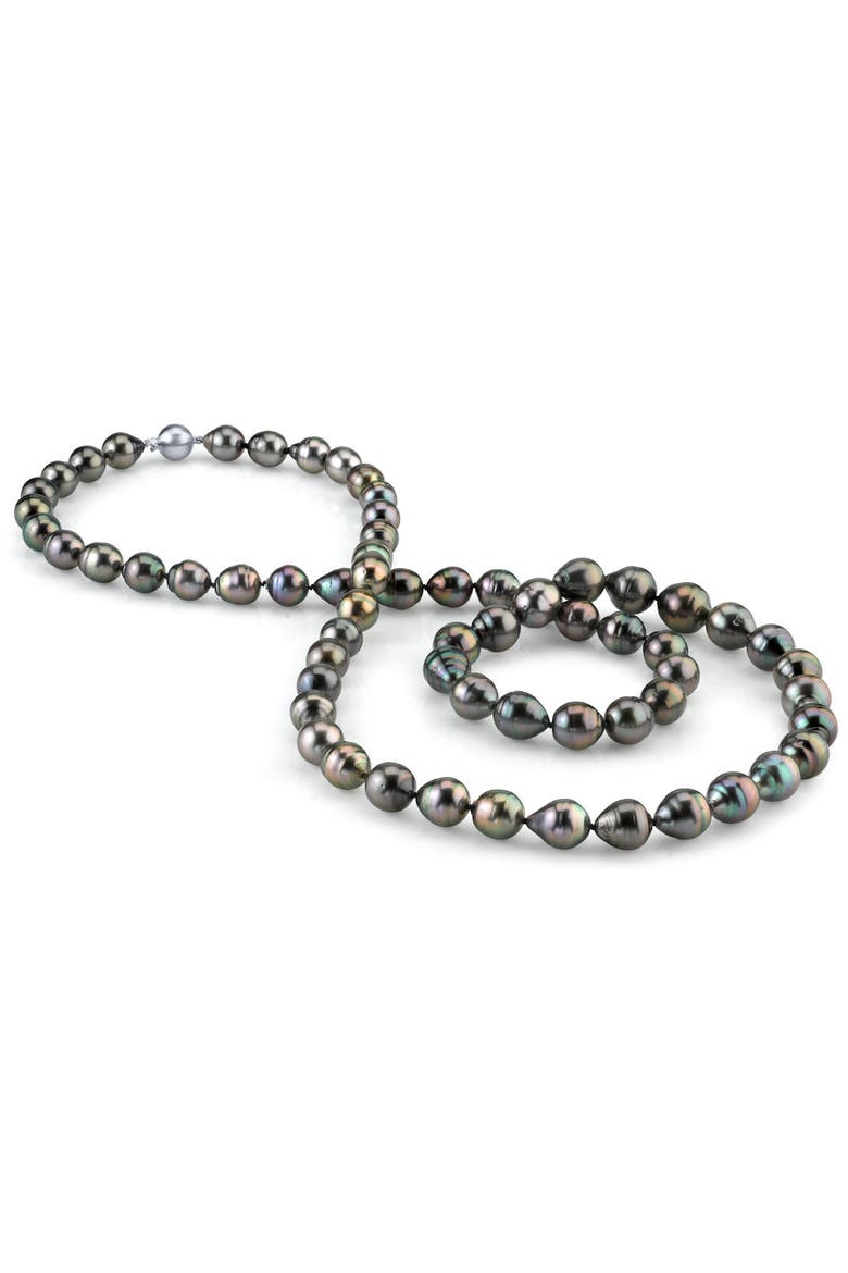 10-11mm Opera Length Tahitian South Sea Baroque Pearl Necklace, Main, color, White Gold Clasp