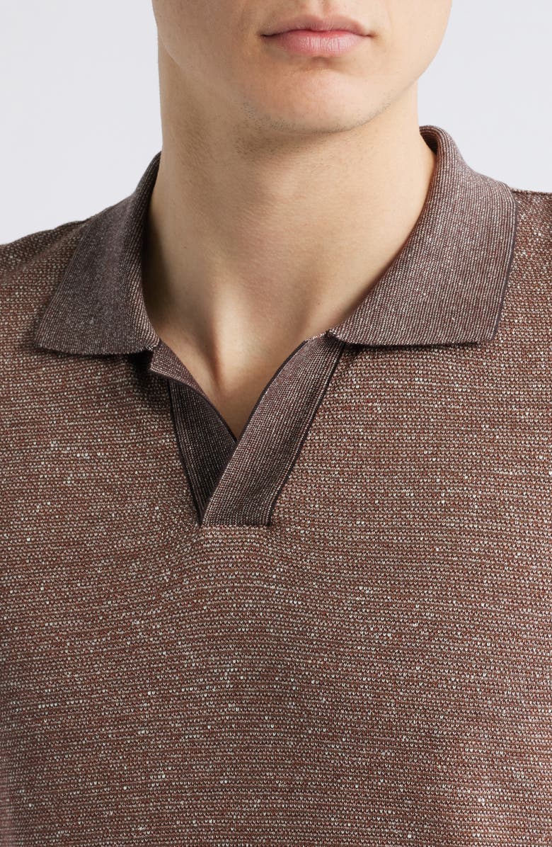 BOSS Parson Cotton, Linen & Silk Polo, Alternate, color, Dark Brown
