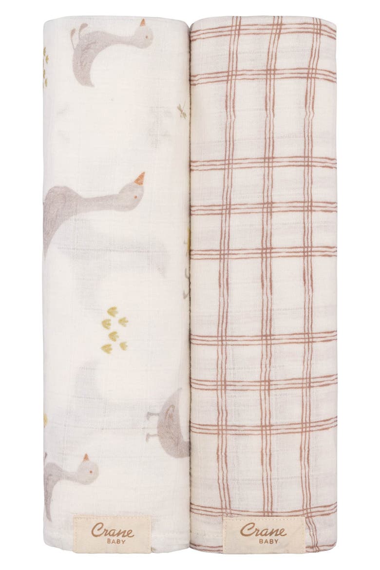 Goose Assorted 2-Pack Cotton Muslin Swaddles, Main, color, BEIGE