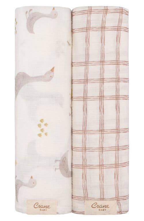 Crane Baby Goose Assorted 2-pack Cotton Muslin Swaddles In Neutral