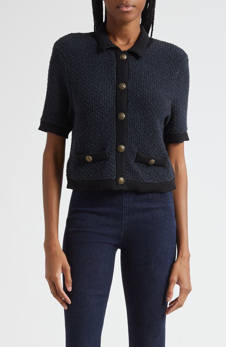 Veronica Beard Marie Two Tone Cardigan, Main, color, Navy