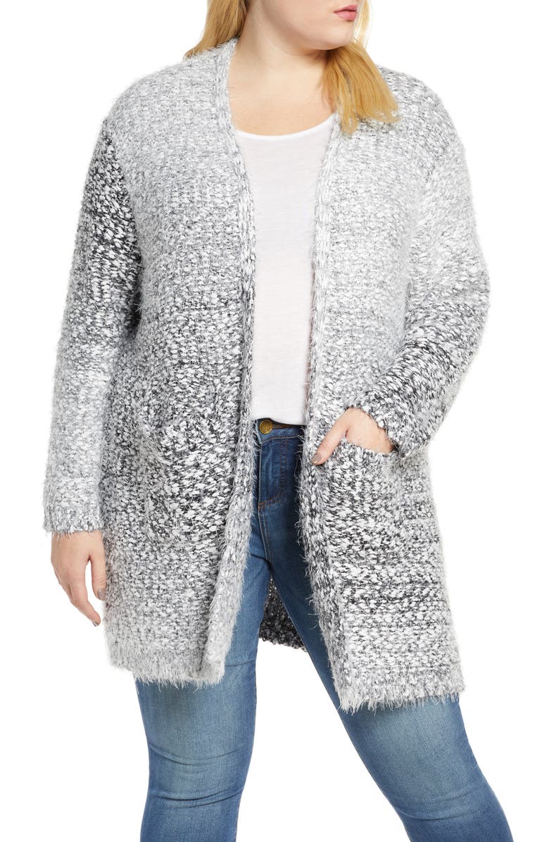 Bobeau Harper Ombrè Eyelash Cardigan, Main, color, 