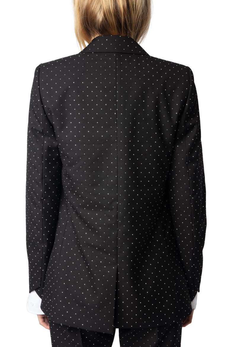 Valse Diamanté Single Breasted Crepe Blazer, Alternate, color, BLACK