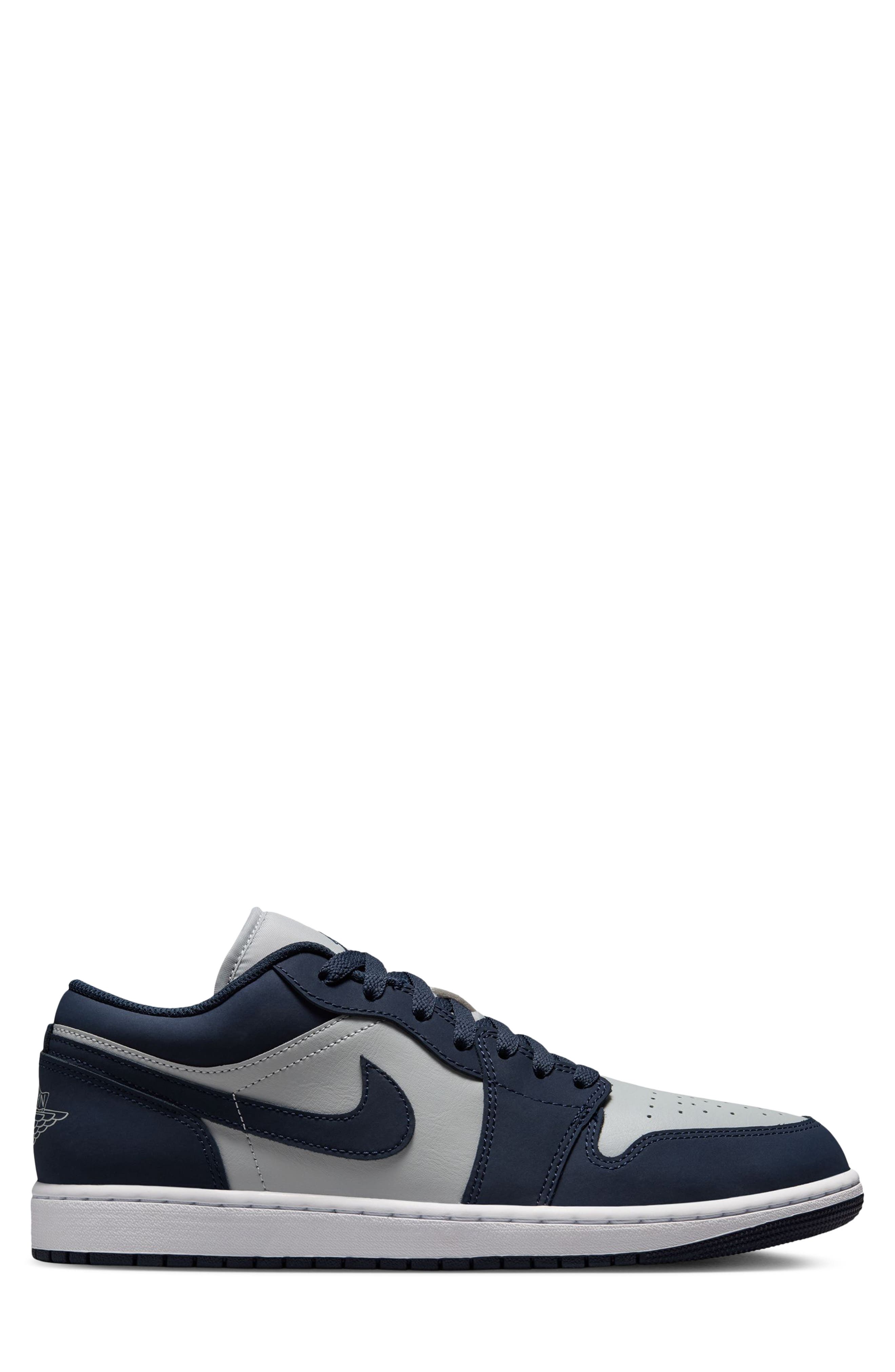 Air Jordan 1 Low Basketball Sneaker, Alternate, color, OBSIDIAN/ GREY FOG