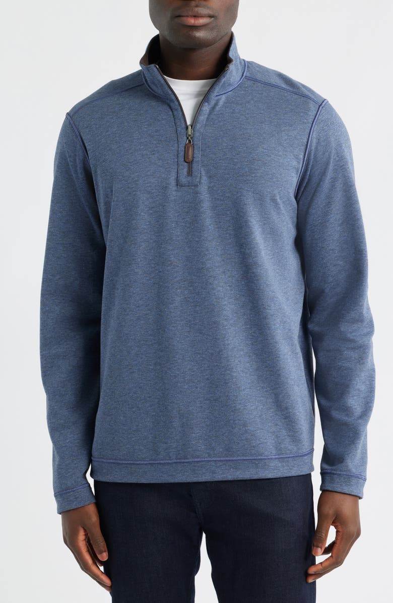 Johnston & Murphy Icon Reversible Quarter Zip, Alternate, color, Brown/ Blue