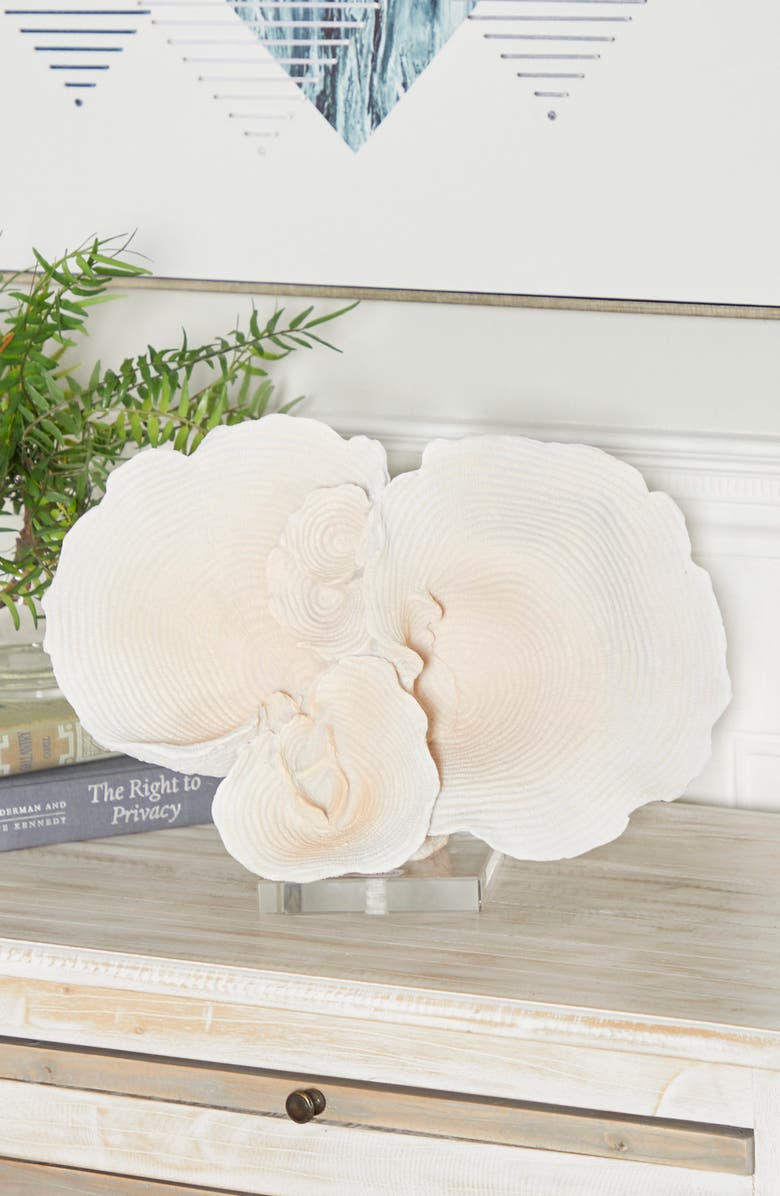 WILLOW ROW White Polystone Coral Sculpture, Alternate, color, White