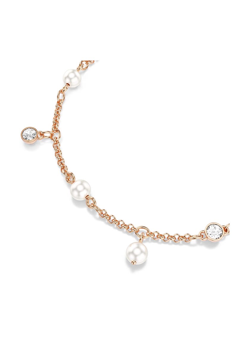 Imber Crystal & Imitation Pearl Strand Bracelet, Alternate, color, WHITE CRYSTAL/ ROSE GOLD